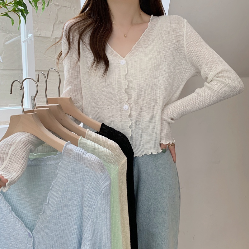 Áo Khoác Cardigan Dệt Kim Mỏng Tay Dài Chống Nắng 51927
