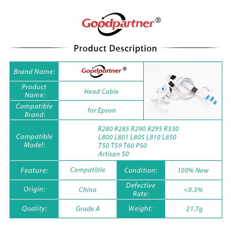 Đầu cáp 1466288 cho máy EPSON R280 R285 R290 R295 R330 T50 T59 T60 P50 L800 L801 L805 L810 L850 L850 50 EP302