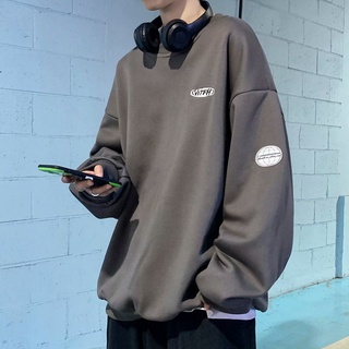 Áo Sweater Cổ Tròn Dáng Rộng Phối Mũ Trùm Cá Tính Cho Nam