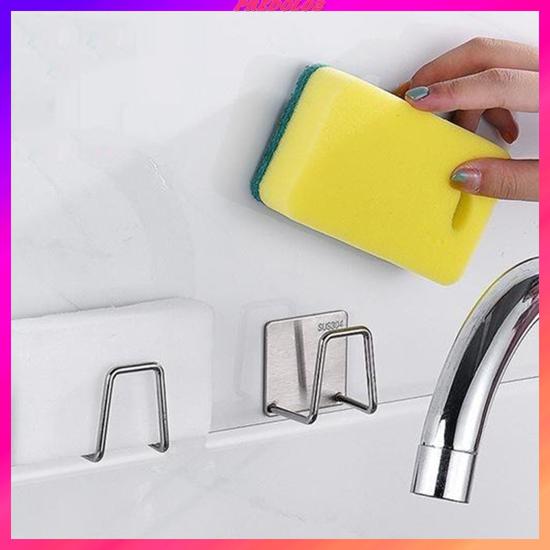 Kitchen Sponge Holder Kitchen Bathroom Sundries Organizers Brush Drainer Silver