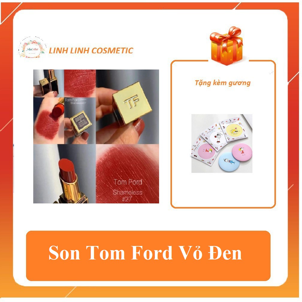 (tặng kèm gương mini) Son môi lì Tom Ford - son Tom Ford 27 Shameless màu đỏ gạch