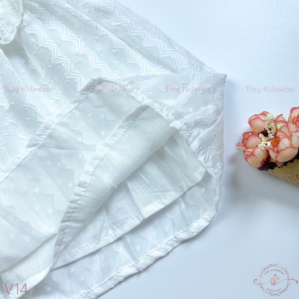 Váy Đầm Búp Bê Trắng Tay Chun Cho Bé Gái Từ 11-19kg [V14]