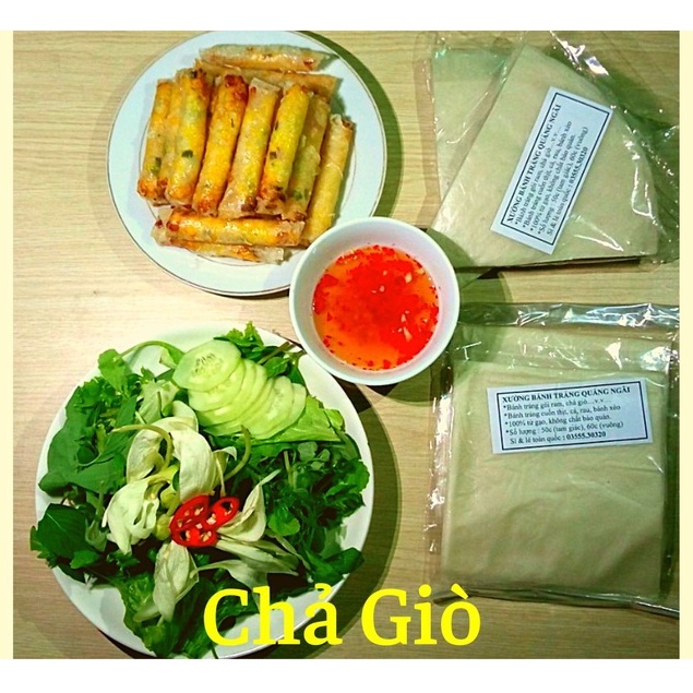 -Bánh Tráng Gói Ram Quảng Ngãi; loại cắt sẵn; mỏng mềm, 50 cái.