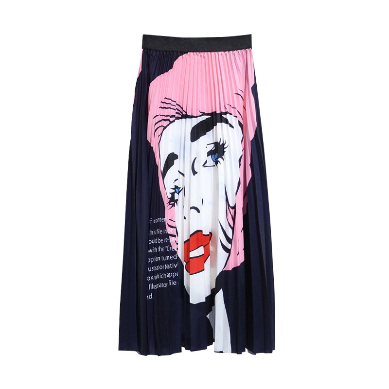 Chân váy dáng chữ A hoạ tiết hoạt hình thiết kế thanh lịch