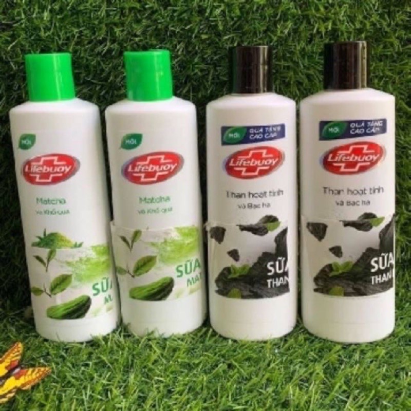 Sét 2chai sữa tắm Lifebuoy matcha khổ qua /than tre 200g( hàng khuyến mãi)