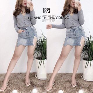ÁO LEN KHUY CỔ V CÚC CÀI