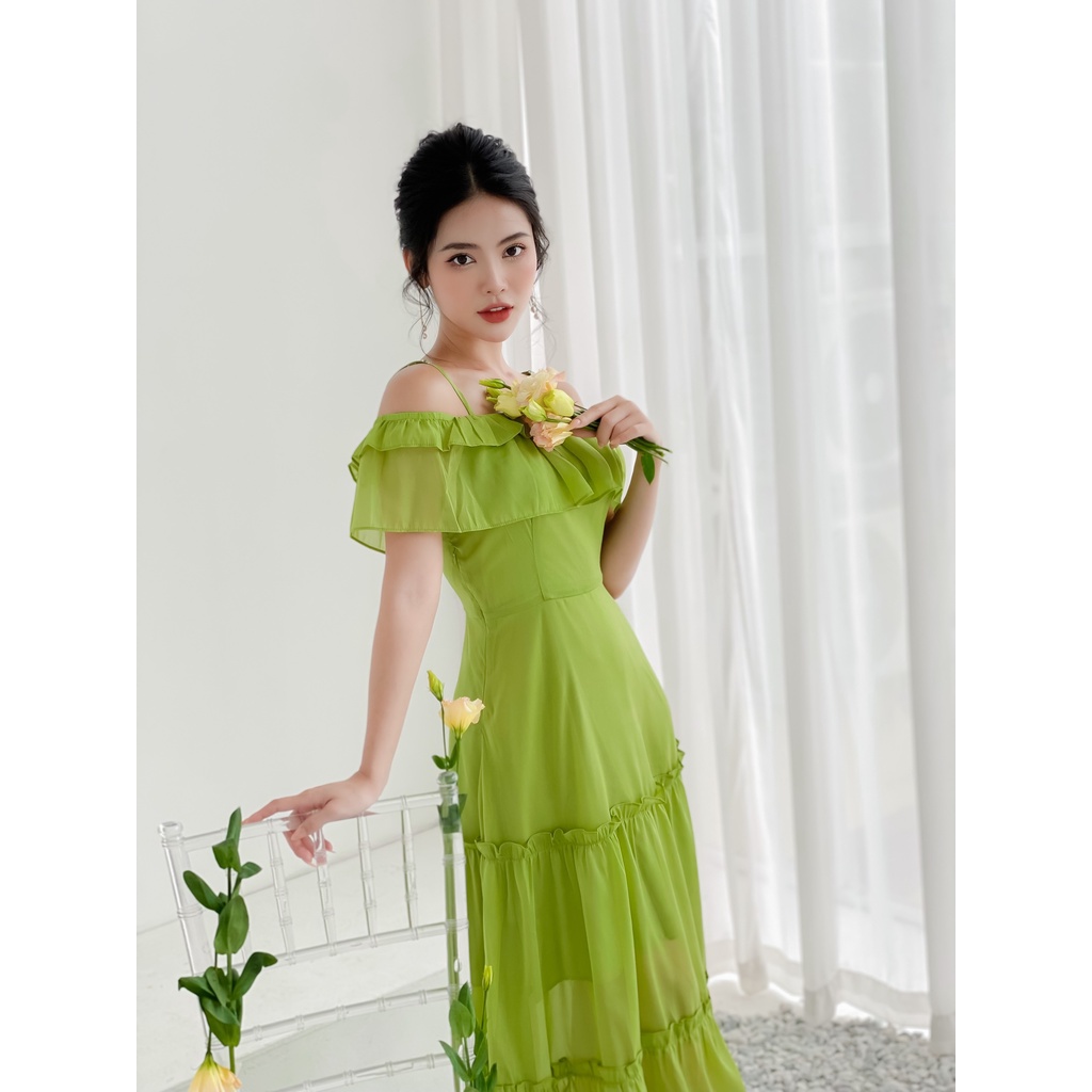 Váy maxi váy hai dây váy trễ vai dáng dài 3 màu tím,xanh,hồng chất tơ óng cao cấp váy đi biển đi du lịch váy suông YAME