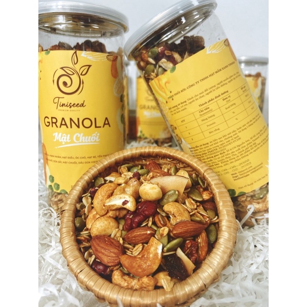 Granola mật chuối - Hạt ăn liền nhiều hạt hộp 450gram - Hạt dinh dưỡng Tiniseed