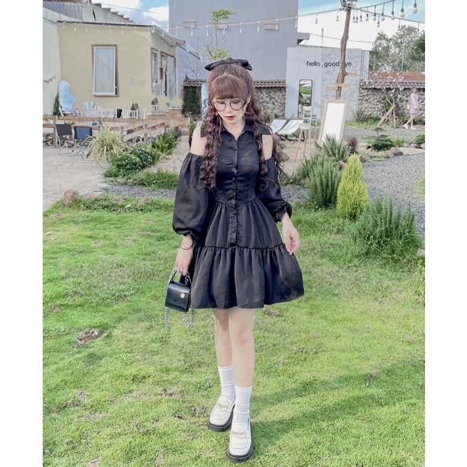 Đầm babydoll đan dây sau Cari