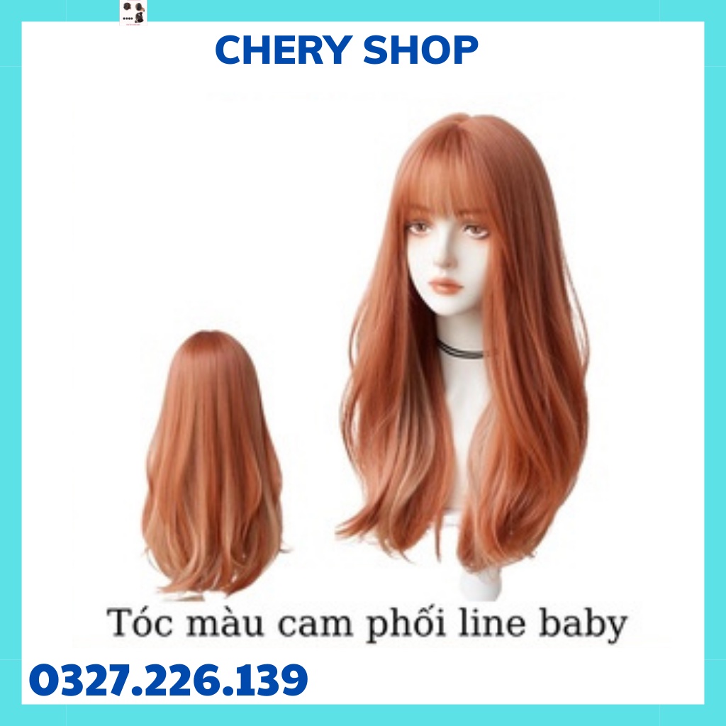 Tóc giả nguyên đầu nữ đẹp cúp tự nhiên màu cam phối line baby tặng kèm lưới trùm tóc