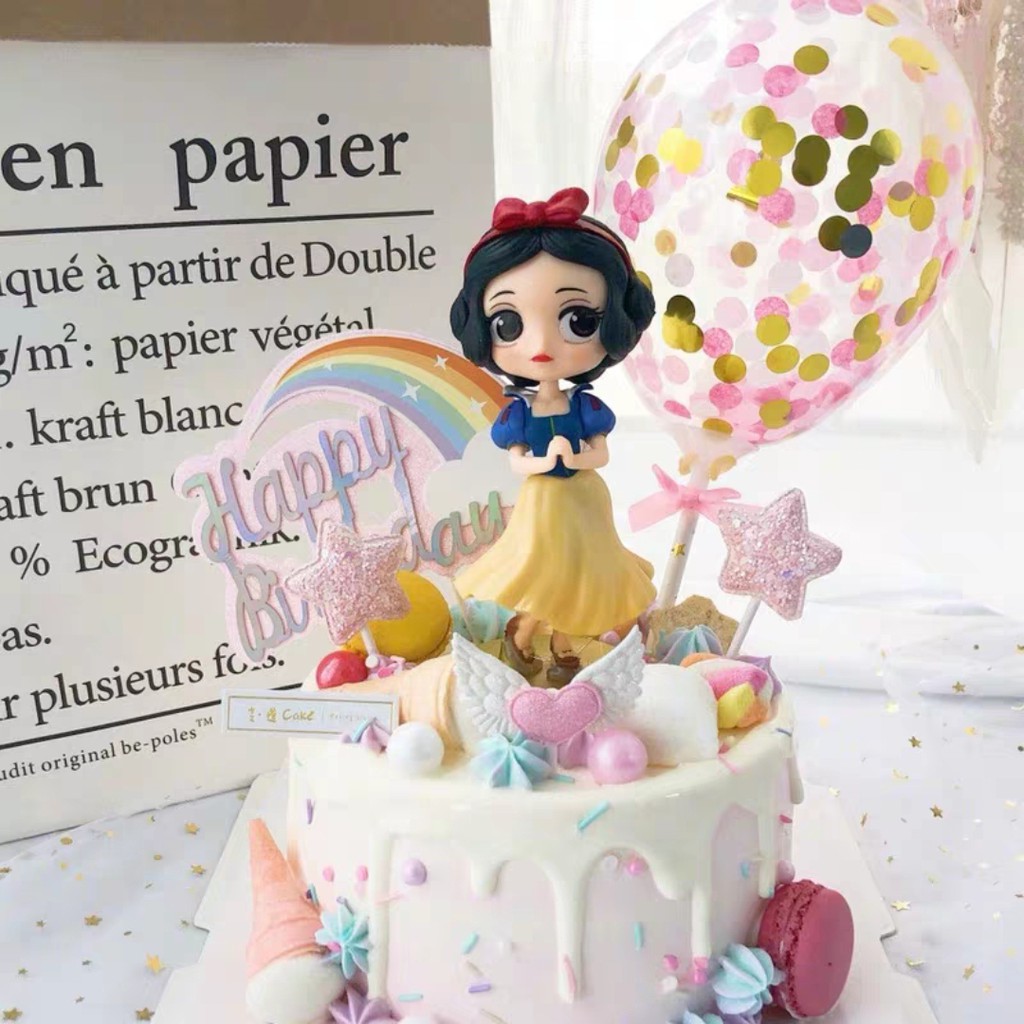 Bóng Kim Tuyến Trang Trí Bánh Bóng bay hình Tròn Tim màu Vàng Bạc Xanh Hồng Đen Ngũ Sắc