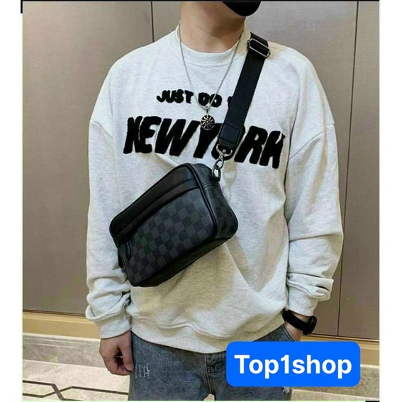 Túi đeo chéo da nam tích hợp ngăn chứa đồ tiện lợi chất PU cao cấp size 25x17x8cm