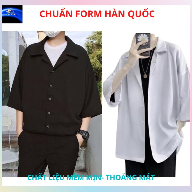 Áo sơ mi tay ngắn nam nữ form rộng sơ mi cổ vest unisex Hàn Quốc, chất vải lụa dãn SMV02 | BigBuy360 - bigbuy360.vn