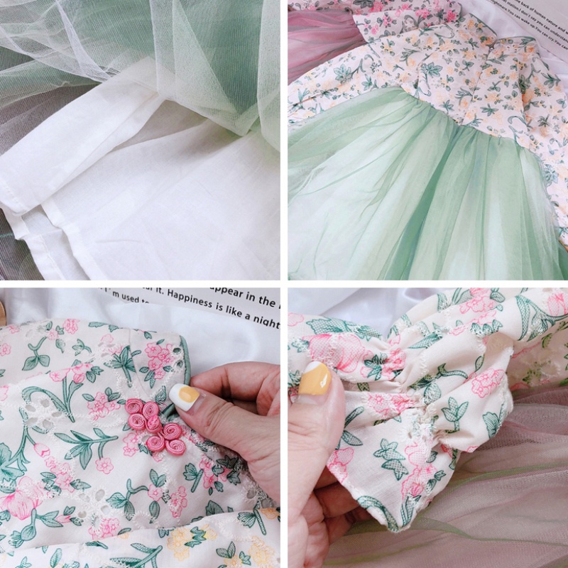 Đầm In Hoa Phong Cách Trung Hoa Xinh Xắn Cho Bé Gái