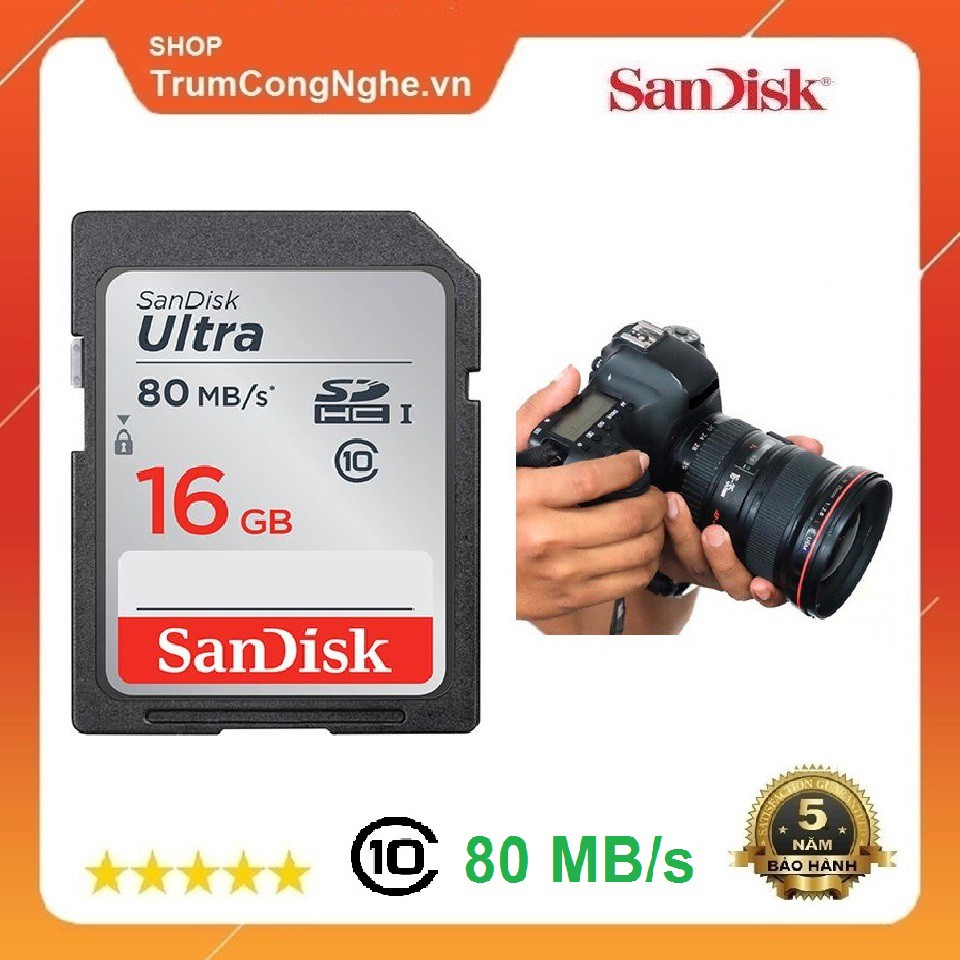 Thẻ nhớ Máy Ảnh SDHC 16GB Sandisk Ultra Class10 UHS-I 80MB/s giá rẻ | BigBuy360 - bigbuy360.vn