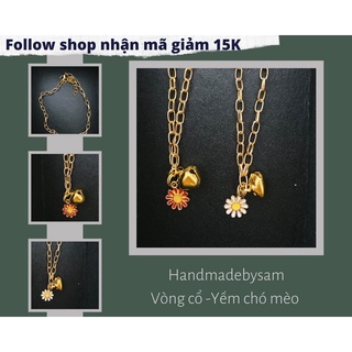 Vòng cổ chó mèo - Vòng dây xích chuông hoa cúc