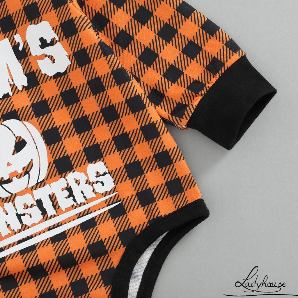 Bộ Áo Liền Quần Tay Dài Cổ Thuyền In Họa Tiết Halloween Dành Cho Bé