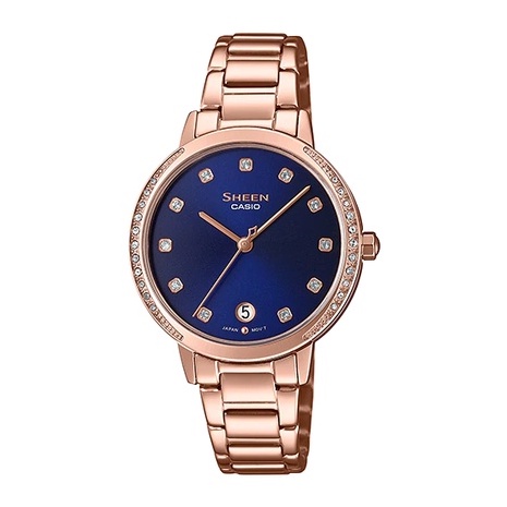 Đồng hồ nữ Casio Sheen SHE-4056PG-2A dây thép không gỉ, chống nước 50m, size 32mm, hàng chính hãng