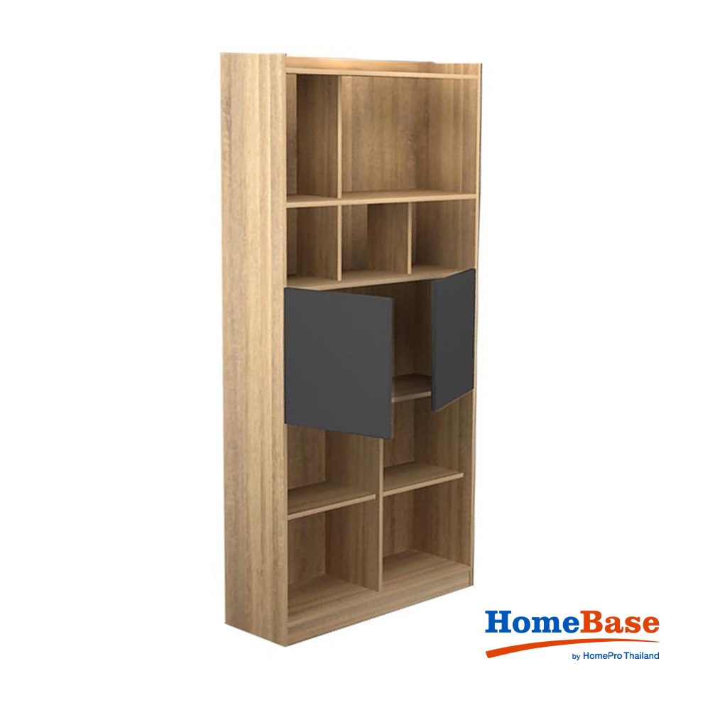 HomeBase ME LIVING Tủ cao bằng gỗ ép Thái Lan SUPRA W82XD30XH180cm màu gỗ sồi tối