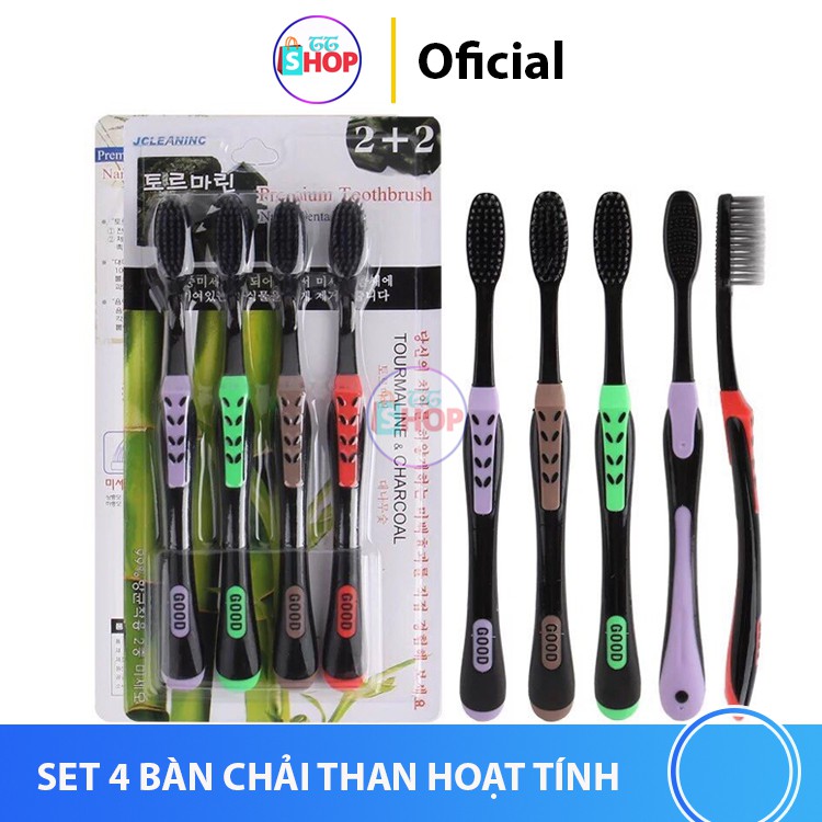 SET 4 BÀN CHẢI THAN HOẠT TÍNH HÀN QUỐC