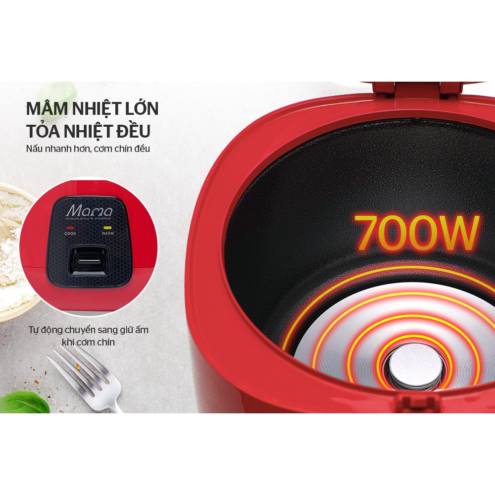 Nồi cơm điện 1.8L SUNHOUSE MAMA SHD8652R - Bảo hành chính hãng 24 tháng