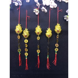TẾT - BỊCH 5 DÂY - DÂY TREO CHÚ HEO VÀNG NGỒI THỎI VÀNG