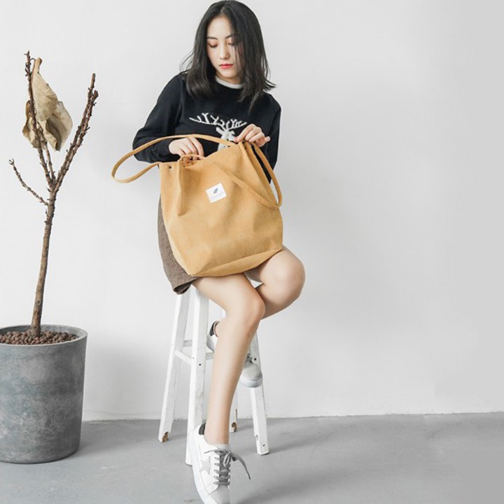 Túi vải nữ thời trang, túi tote chất liệu vải nhung phong cách Hàn Quốc