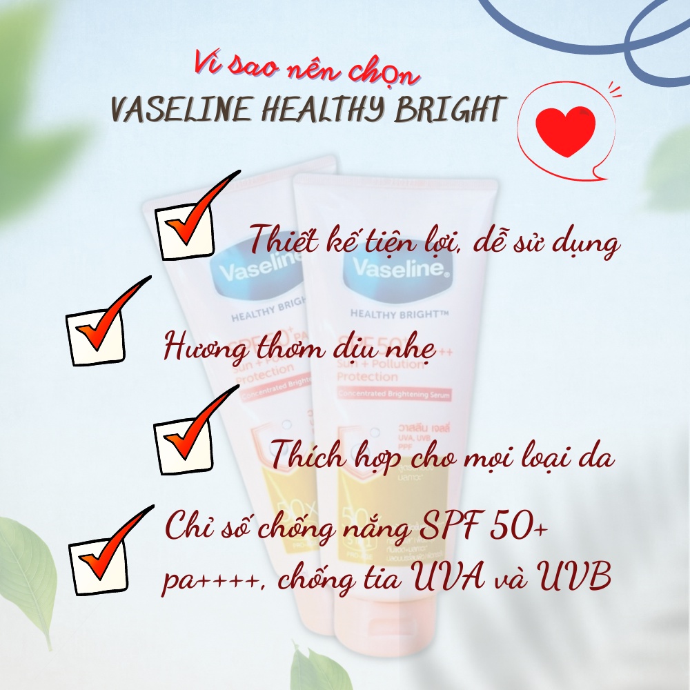 Dưỡng thể Vaseline 50X chống nắng Healthy Bright SPF50+ PA++++ 320ml Thái Lan