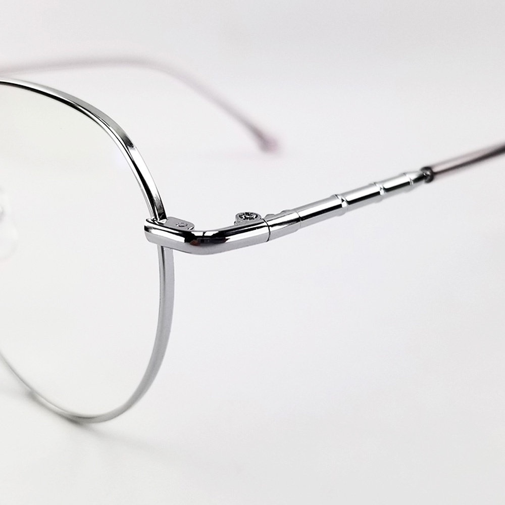 Gọng kính cận nam nữ mắt tròn màu trắng bạc, vàng hồng, đen 2998. Tròng kính giả cận 0 độ chống tia UV. Eyeglasses frame