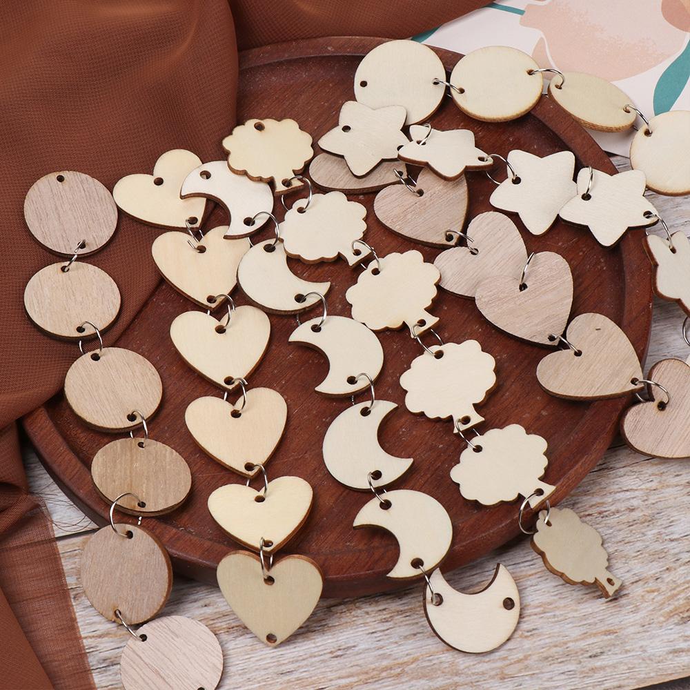 SUYO Set 50 Thẻ Gỗ Tròn Có Lỗ Kẹp Dùng Để Trang Trí Đồ Thủ Công