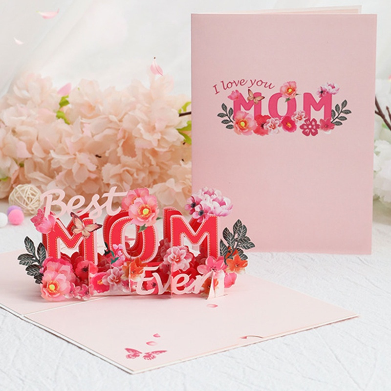 Thiệp Chúc Mừng Ngày Của Mẹ In Chữ I Love You Mom 3D