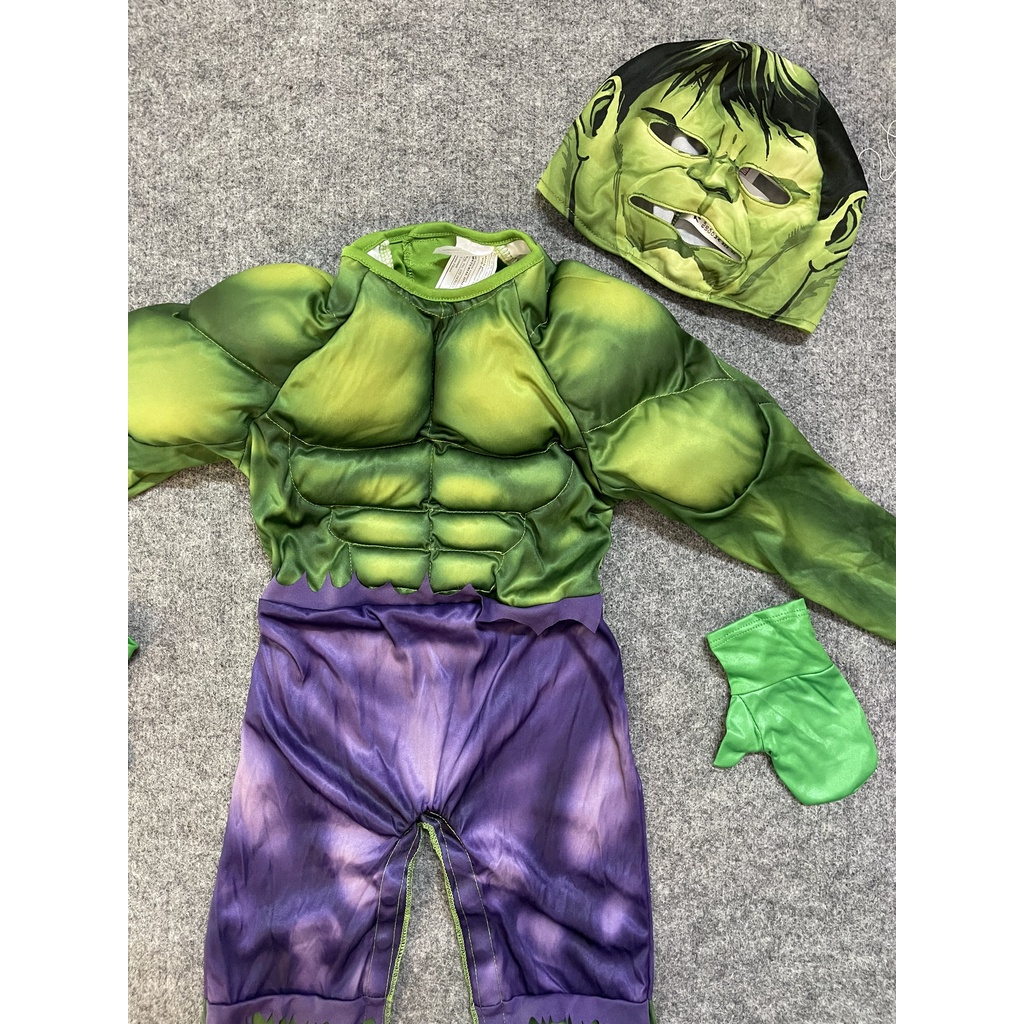 HM1045 Trang Phục Áo Liền Quần Độn Cơ Bắp Hóa Trang Siêu Anh Hùng Khổng Lồ Xanh Hulk Baby Cho Bé