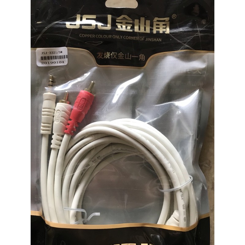 Dây Audio 3.5mm ra 2 đầu hoa sen-5M ( hãng JSJ)