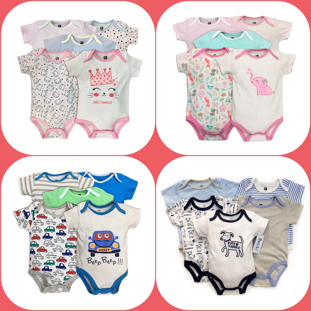 Set 5 Body chip, body suit cộc tay xuất dư cho bé