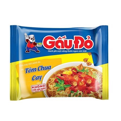 Thùng 30 Gói Mì GẤU ĐỎ vị Tôm Chua Cay 64gr/gói