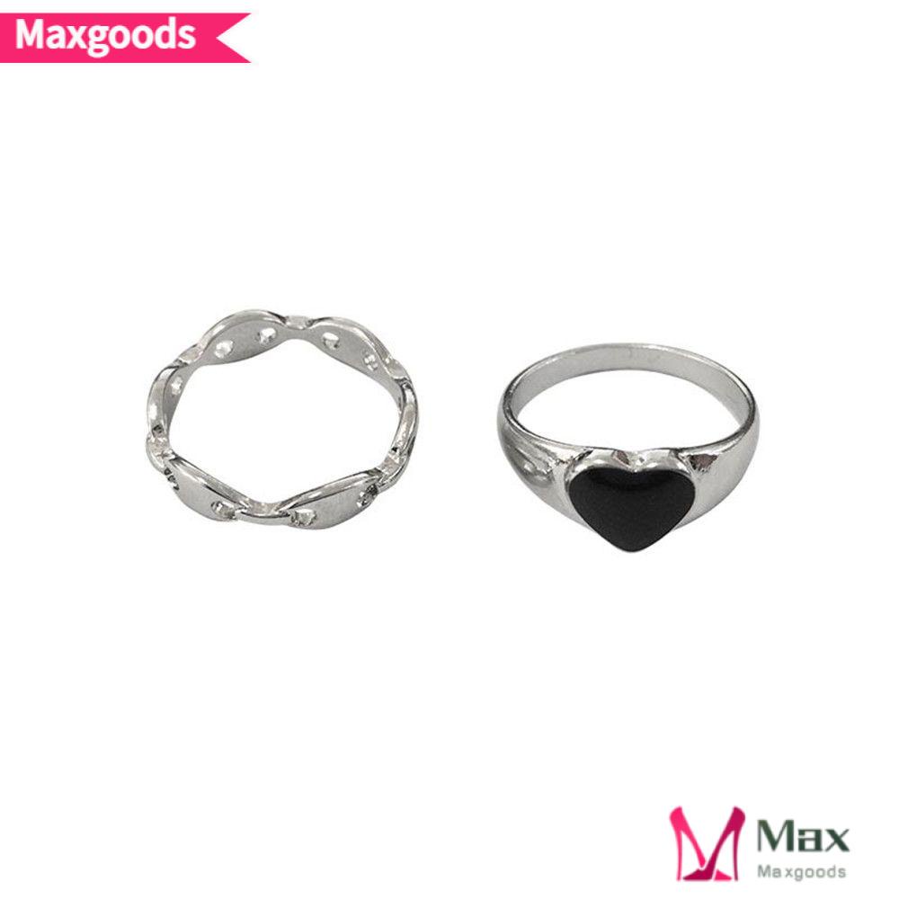 MAX=> New 2pcs Fashion Hollow Rings Accessories|Index Finger Rings Jewelry Black Heart