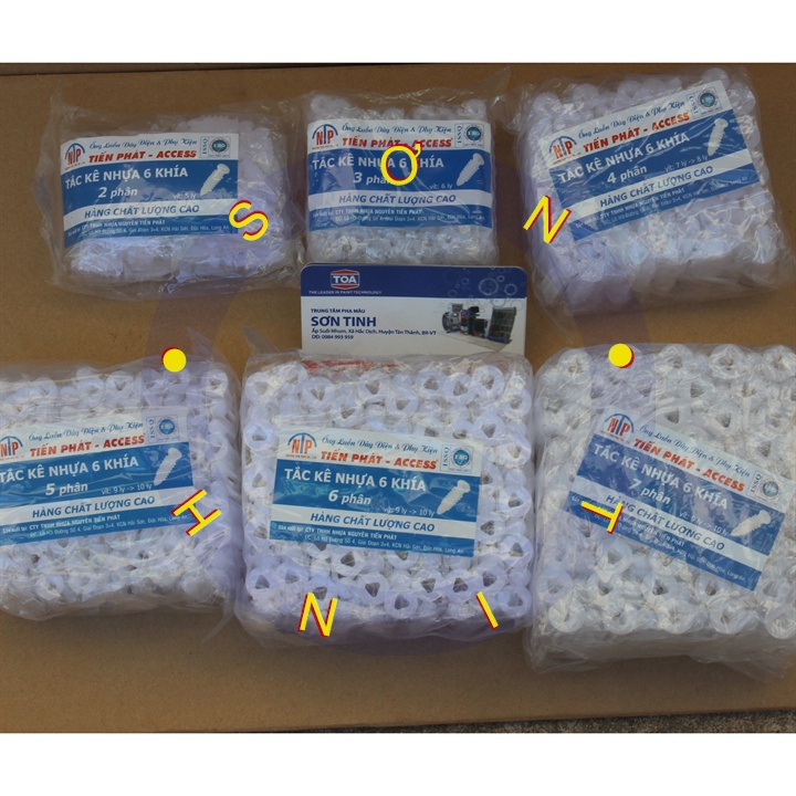 Bộ 10 Tắc Kê Nhựa 6 Khía Tiến Phát đủ size (loại dẻo) Từ 2 Phân - 7 Phân Dùng Cho Ốc Từ 5 Li - 12 Li