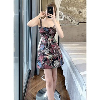Đầm nữ hai dây in hoa D1