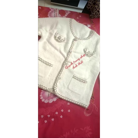 0Áo khoác len lông thỏ mịn tiểu thư Forgirl sang trọng áo cardigan trơn