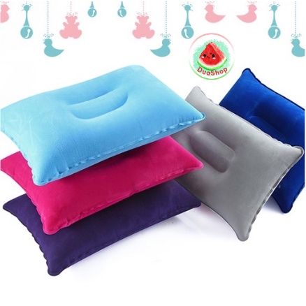 Gối Hơi - Gối Nỉ Nhung Bơm Hơi Hình Chữ Nhật - Chữ U Tiện Lợi Khi Đi Du Lịch, Dã Ngoại Duashop