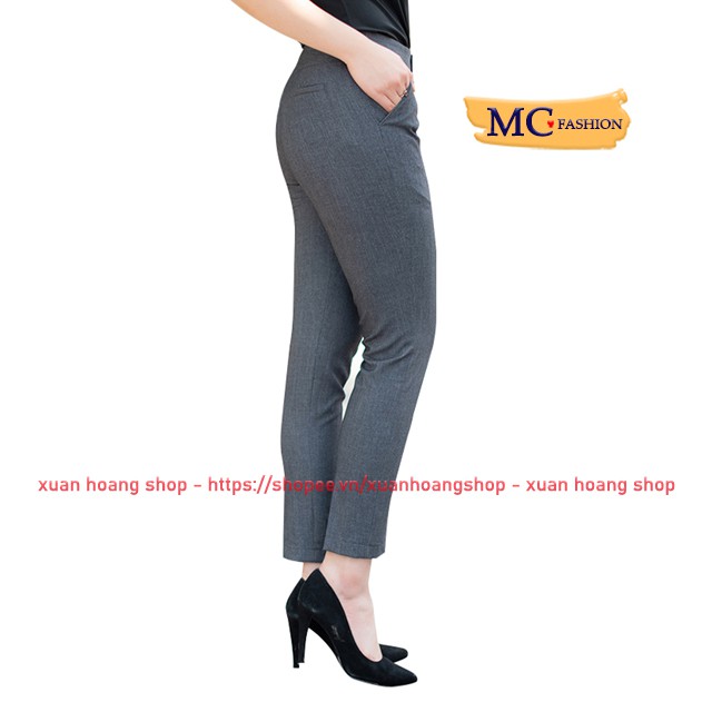 Quần Tây Nữ Công Sở Lưng Cao Kiểu Âu Đẹp Mc Fashion Đen, Ghi Xám Tàn, Xanh Tím Than, Vải Co Giãn, Ống Côn, Size Đủ Q0452