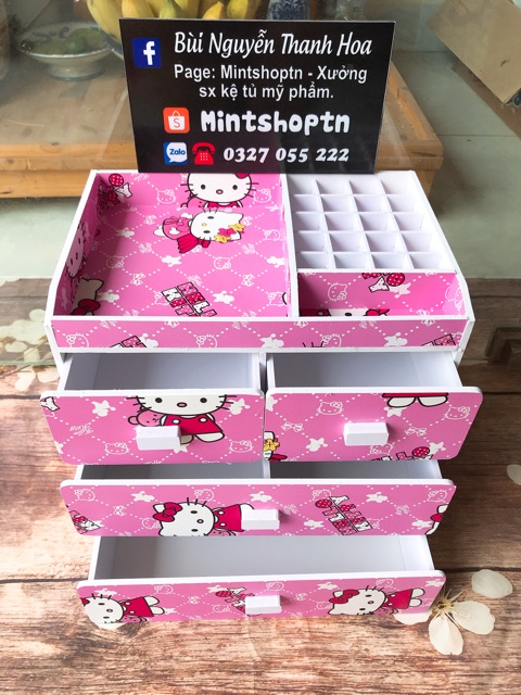 tủ đựng mỹ phẩm 4 tầng hello kitty