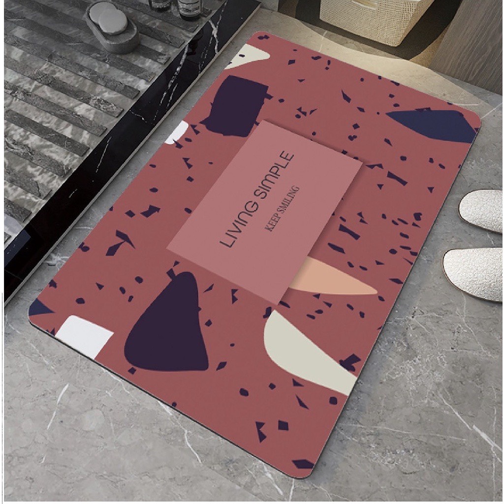 Thảm chùi chân thấm hút nước tốt  họa tiết SẮC MÀU, phong cách hiện đại sang trọng