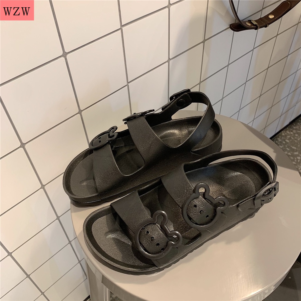 Giày Sandal Đế Bằng Dày Dặn Phong Cách La Mã Thời Trang Mùa Hè Hàng Mới Dành Cho Bạn Nữ Mang Đi Biển