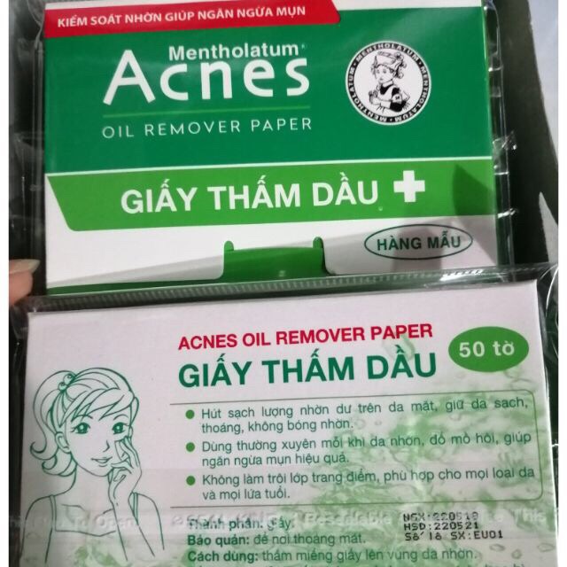 Combo 5 gói giấy thấm dầu Acnes 50 tờ - tương đương 250 tờ