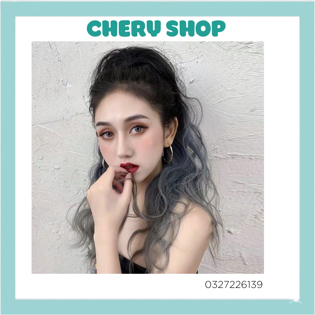 Tóc giả nữ ngoặm xù omber xám xanh khói mẫu mới siêu hot mã n42