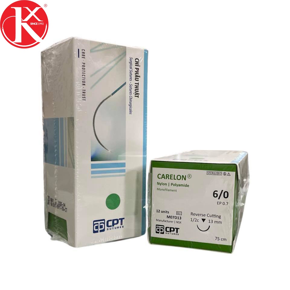 CHỈ PHẪU THUẬT KHÔNG TIÊU DÙNG TRONG THẨM MỸ CPT CARELON NYLON Số 6/0 - M07D13/ M07D13 / M07E13