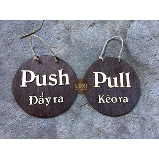 Hcm | bảng gỗ treo cửa decor 2 mặt pull-puss kéo-đẩy luxi decor hcm