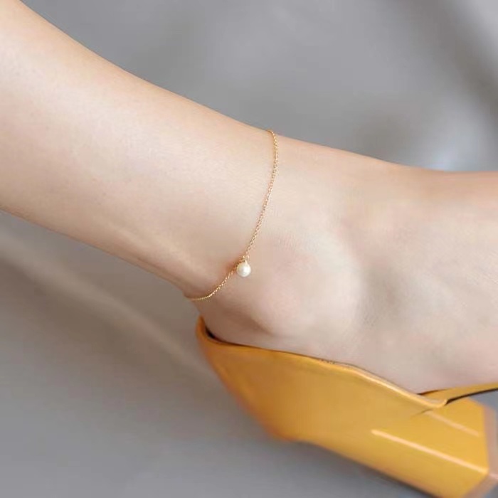 Lắc chân phối hạt ngọc trai đơn giản