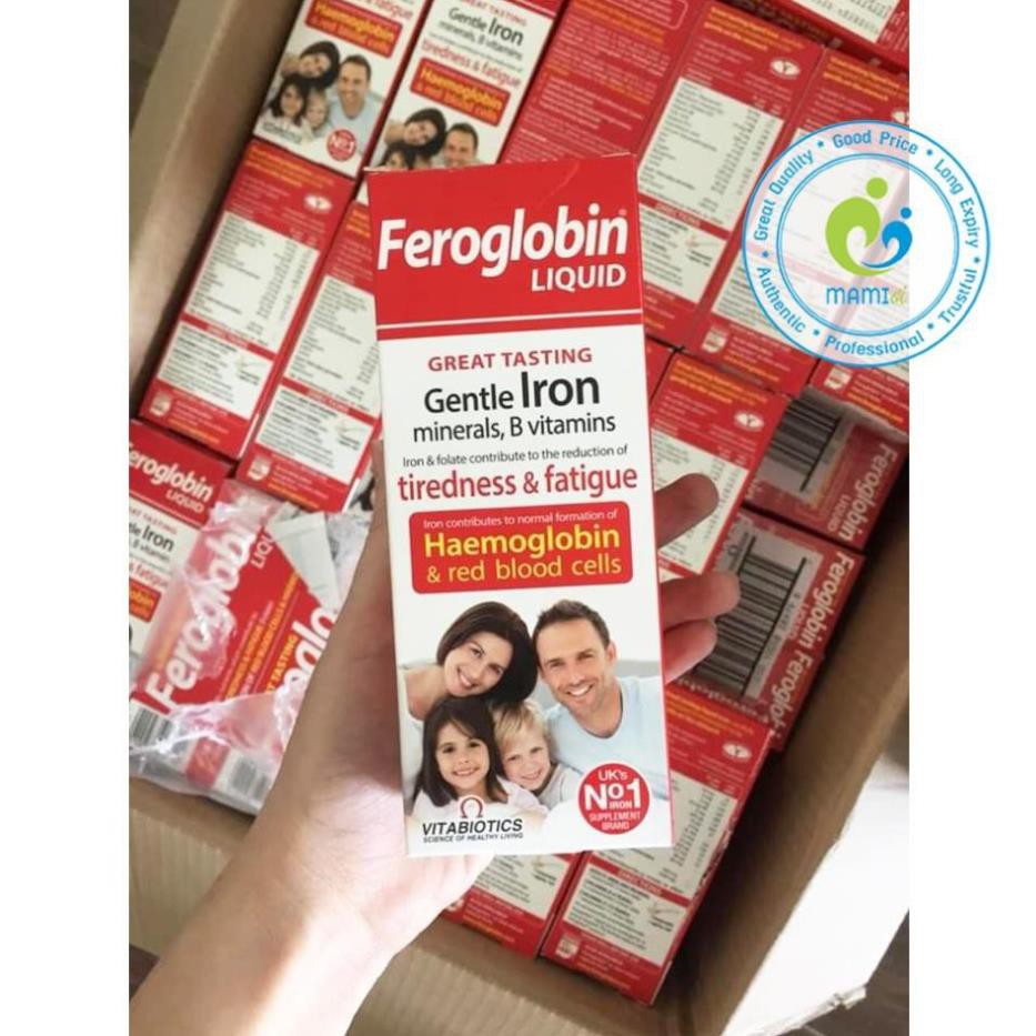 Sirô sắt  tạo hồng cầu ngừa thiếu máu cho trẻ từ 3 tuổi trở lên và người lớn Vitabiotics Feroglobin Liquid, UK